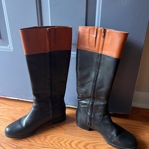 Ralph Lauren Black and Brown Over the Knee Boots